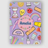 Personalised Name School Supplies Purple Custom  Unique Gift Idea Elegant Feature Canvas Wall Art Print Decor Picture Ready to Hang
