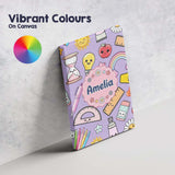 Personalised Name School Supplies Purple Custom  Unique Gift Idea Elegant Feature Canvas Wall Art Print Decor Picture Ready to Hang