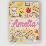 Personalised Name School Supplies Yellow Custom  Unique Gift Idea Elegant Feature Canvas Wall Art Print Decor Picture Ready to Hang