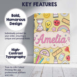 Personalised Name School Supplies Yellow Custom  Unique Gift Idea Elegant Feature Canvas Wall Art Print Decor Picture Ready to Hang