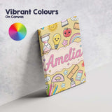 Personalised Name School Supplies Yellow Custom  Unique Gift Idea Elegant Feature Canvas Wall Art Print Decor Picture Ready to Hang