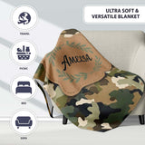 Soft Olive Mixed Camouflage Seamless Pattern Perfect Gift for Her  Personalised Custom Name Super Soft Fleece Blanket Bed Sofa Throw