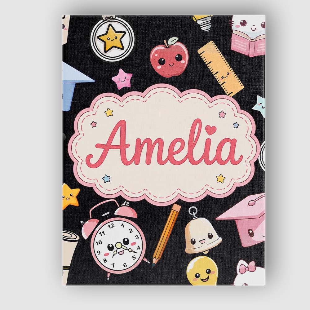Personalised Name Cute Kawaii School Custom Premium Decorative Design Modern Room Accent Canvas Wall Art Print Decor Picture Ready to Hang