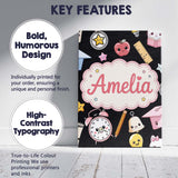 Personalised Name Cute Kawaii School Custom Premium Decorative Design Modern Room Accent Canvas Wall Art Print Decor Picture Ready to Hang