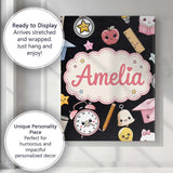 Personalised Name Cute Kawaii School Custom Premium Decorative Design Modern Room Accent Canvas Wall Art Print Decor Picture Ready to Hang