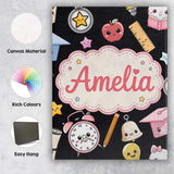Personalised Name Cute Kawaii School Custom Premium Decorative Design Modern Room Accent Canvas Wall Art Print Decor Picture Ready to Hang