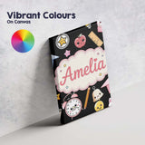 Personalised Name Cute Kawaii School Custom Premium Decorative Design Modern Room Accent Canvas Wall Art Print Decor Picture Ready to Hang