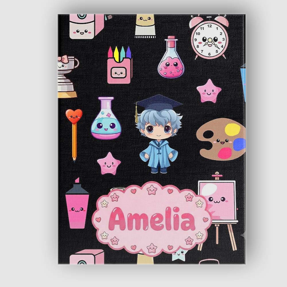Personalised Name Cute Kawaii Graduation Custom  Unique Gift Idea Elegant Feature Canvas Wall Art Print Decor Picture Ready to Hang