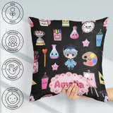 Custom Name Cute Kawaii Theme Student Trophy Paint Palette Art Square Filled Cushion Throw Pillow Sofa Bed Home Decor Zip Washable UK Made