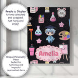 Personalised Name Cute Kawaii Graduation Custom  Unique Gift Idea Elegant Feature Canvas Wall Art Print Decor Picture Ready to Hang