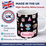 Personalized Custom Name Cute Kawaii Graduation Theme Student Trophy Paint Palette Art 11oz Ceramic Coffee Tea Mug White Large Handle