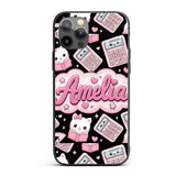 Cute Kawaii Maths Study Calculator Kitty Book Custom Name Protective Phone Case Mobile Cover Durable Everyday Smartphone Shock Resistant