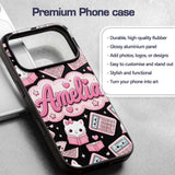Cute Kawaii Maths Study Calculator Kitty Book Custom Name Protective Phone Case Mobile Cover Durable Everyday Smartphone Shock Resistant