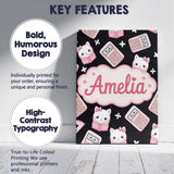 Personalised Name Cute Kawaii Pink Maths Custom  Unique Gift Idea Elegant Feature Canvas Wall Art Print Decor Picture Ready to Hang