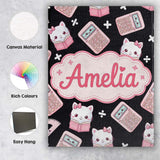 Personalised Name Cute Kawaii Pink Maths Custom  Unique Gift Idea Elegant Feature Canvas Wall Art Print Decor Picture Ready to Hang