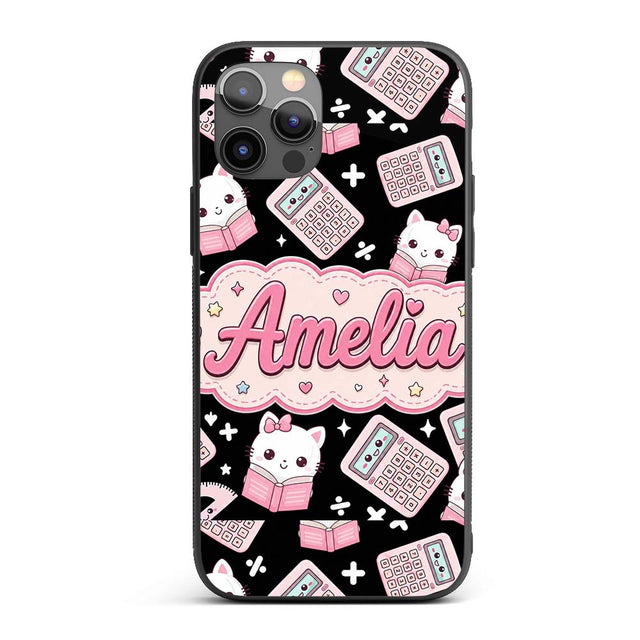 Cute Kawaii Space Learning Rockets Sun Globe Custom Name Protective Phone Case Mobile Cover Durable Everyday Smartphone Shock Resistant