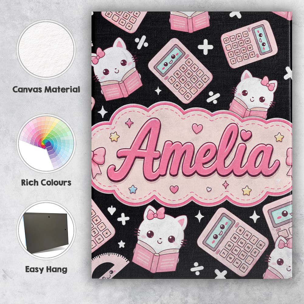 Personalised Name Cute Kawaii Space Learning Custom Bespoke  Contemporary Display Canvas Wall Art Print Decor Picture Ready to Hang