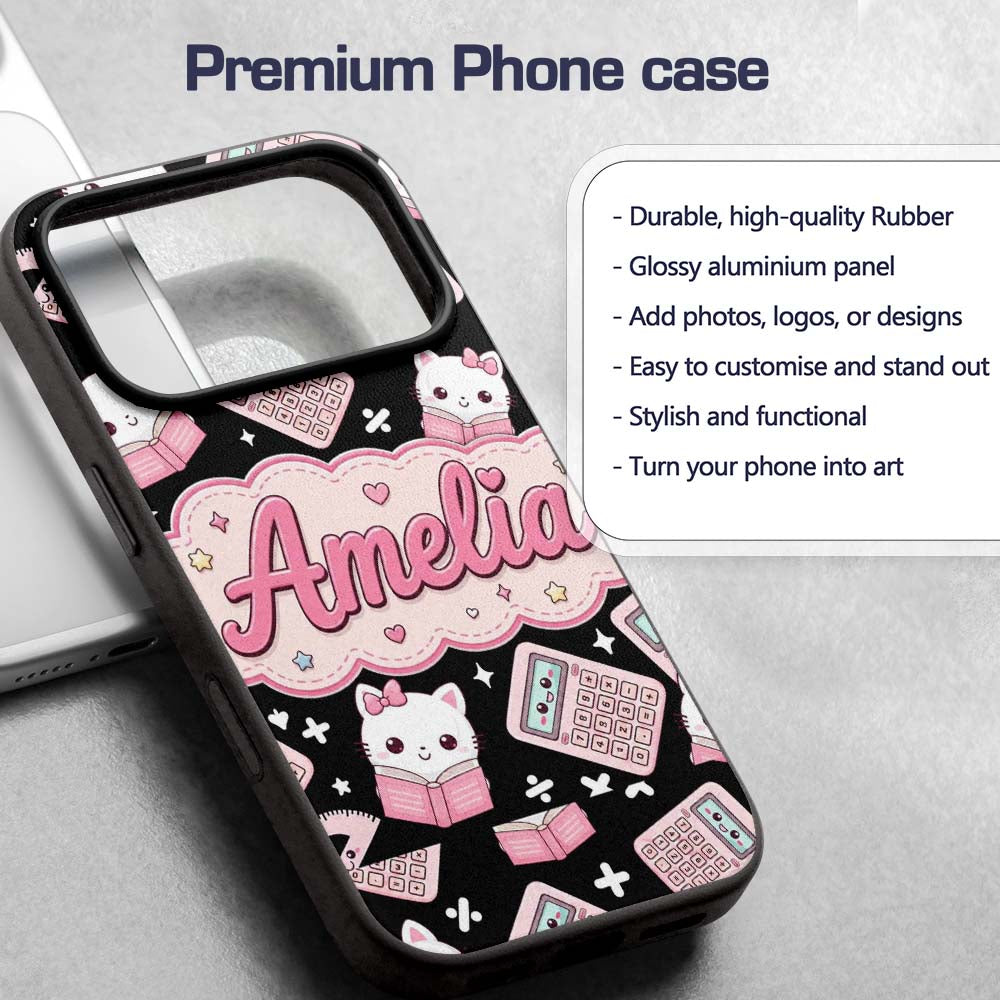 Cute Kawaii Space Learning Rockets Sun Globe Custom Name Protective Phone Case Mobile Cover Durable Everyday Smartphone Shock Resistant
