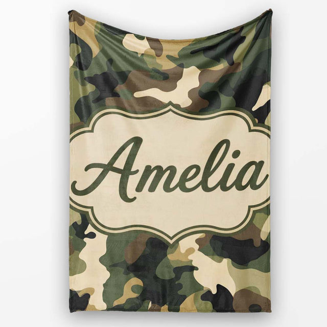 Deep Forest Camouflage Seamless Pattern Stylish Everyday  Lovely  Personalised Custom Name Super Soft Fleece Blanket Bed Sofa Throw