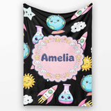 Cute Kawaii School Stationery Rainbow Glue Ruler Apple Fun Seamless  Personalised Custom Name Super Soft Fleece Blanket Bed Sofa Throw