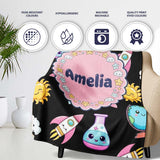 Cute Kawaii School Stationery Rainbow Glue Ruler Apple Fun Seamless  Personalised Custom Name Super Soft Fleece Blanket Bed Sofa Throw