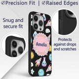 Cute Kawaii School Stationery Rainbow Glue Ruler Custom Name Protective Phone Case Mobile Cover Durable Everyday Smartphone Shock Resistant