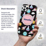 Cute Kawaii School Stationery Rainbow Glue Ruler Custom Name Protective Phone Case Mobile Cover Durable Everyday Smartphone Shock Resistant