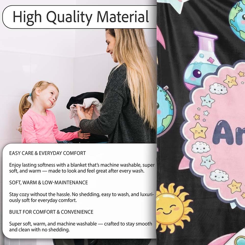 Cute Kawaii School Stationery Rainbow Glue Ruler Apple Fun Seamless  Personalised Custom Name Super Soft Fleece Blanket Bed Sofa Throw