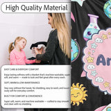 Cute Kawaii School Stationery Rainbow Glue Ruler Apple Fun Seamless  Personalised Custom Name Super Soft Fleece Blanket Bed Sofa Throw