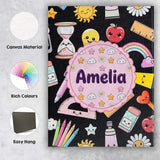 Personalised Name Cute Kawaii Creative Custom  Modern Room Accent Elegant Feature Canvas Wall Art Print Decor Picture Ready to Hang