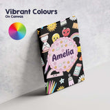Personalised Name Cute Kawaii Creative Custom  Modern Room Accent Elegant Feature Canvas Wall Art Print Decor Picture Ready to Hang