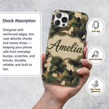 Deep Forest Camouflage Seamless Printed Design Custom Name Protective Phone Case Mobile Cover Durable Everyday Smartphone Shock Resistant