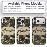 Deep Forest Camouflage Seamless Printed Design Custom Name Protective Phone Case Mobile Cover Durable Everyday Smartphone Shock Resistant