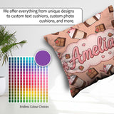 Custom Name Cute Chocolate Peach Background Sweet Drink Seamless Square Filled Cushion Throw Pillow Sofa Bed Home Decor Zip Washable UK Made