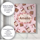 Personalised Name Cute Chocolate Milkshake Custom  Unique Gift Idea Elegant Feature Canvas Wall Art Print Decor Picture Ready to Hang