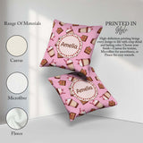 Custom Name Cute Chocolate Milkshake Pink Background Sweet Drink Square Filled Cushion Throw Pillow Sofa Bed Home Decor Zip Washable UK Made