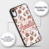 Cute Chocolate Milkshake Light Grey Background Custom Name Protective Phone Case Mobile Cover Durable Everyday Smartphone Shock Resistant
