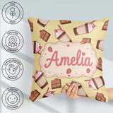 Custom Name Chocolate Milkshake Strawberry Sweet Drink Seamless Square Filled Cushion Throw Pillow Sofa Bed Home Decor Zip Washable UK Made