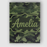Personalised Name Dark Green Military Camouflage Seamless Pattern Custom  Bespoke Canvas Wall Art Print Decor Picture Ready to Hang