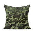 Custom Name Dark Green Military Camouflage Seamless Pattern Cute Square Filled Cushion Throw Pillow Sofa Bed Home Decor Zip Washable UK Made