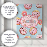 Personalised Name Cute Kawaii Donuts Sky Custom  Unique Gift Idea Elegant Feature Canvas Wall Art Print Decor Picture Ready to Hang