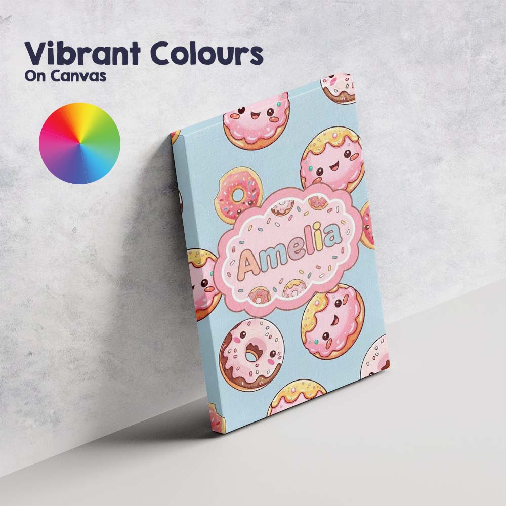 Personalised Name Cute Kawaii Donuts Sky Custom  Unique Gift Idea Elegant Feature Canvas Wall Art Print Decor Picture Ready to Hang