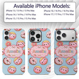 Cute Kawaii Donuts Sky Blue Frosted Sweet Dessert Custom Name Protective Phone Case Mobile Cover Durable Everyday Smartphone Shock Resistant
