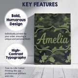 Personalised Name Dark Green Military Camouflage Seamless Pattern Custom  Bespoke Canvas Wall Art Print Decor Picture Ready to Hang