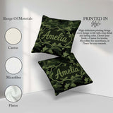 Custom Name Dark Green Military Camouflage Seamless Pattern Cute Square Filled Cushion Throw Pillow Sofa Bed Home Decor Zip Washable UK Made