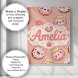 Personalised Name Cute Kawaii Donuts Peach Custom  Unique Gift Idea Elegant Feature Canvas Wall Art Print Decor Picture Ready to Hang