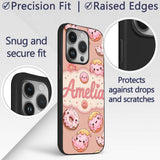 Cute Kawaii Donuts Peach Background Sweet Dessert Custom Name Protective Phone Case Mobile Cover Durable Everyday Smartphone Shock Resistant