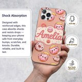 Cute Kawaii Donuts Peach Background Sweet Dessert Custom Name Protective Phone Case Mobile Cover Durable Everyday Smartphone Shock Resistant
