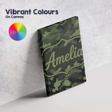 Personalised Name Dark Green Military Camouflage Seamless Pattern Custom  Bespoke Canvas Wall Art Print Decor Picture Ready to Hang