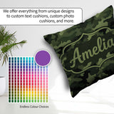 Custom Name Dark Green Military Camouflage Seamless Pattern Cute Square Filled Cushion Throw Pillow Sofa Bed Home Decor Zip Washable UK Made